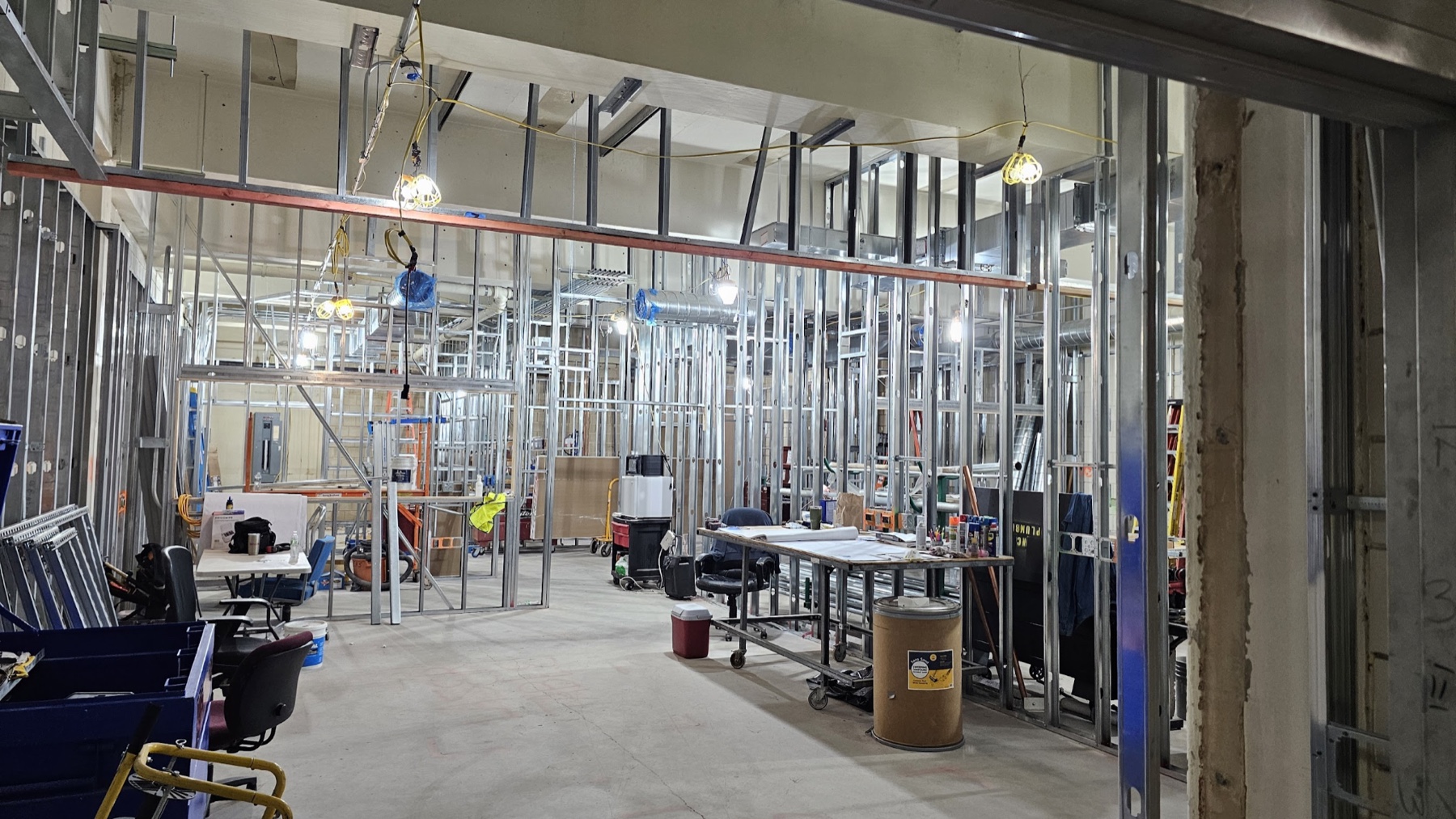 Renovation progress inside the lab space in August 2025.