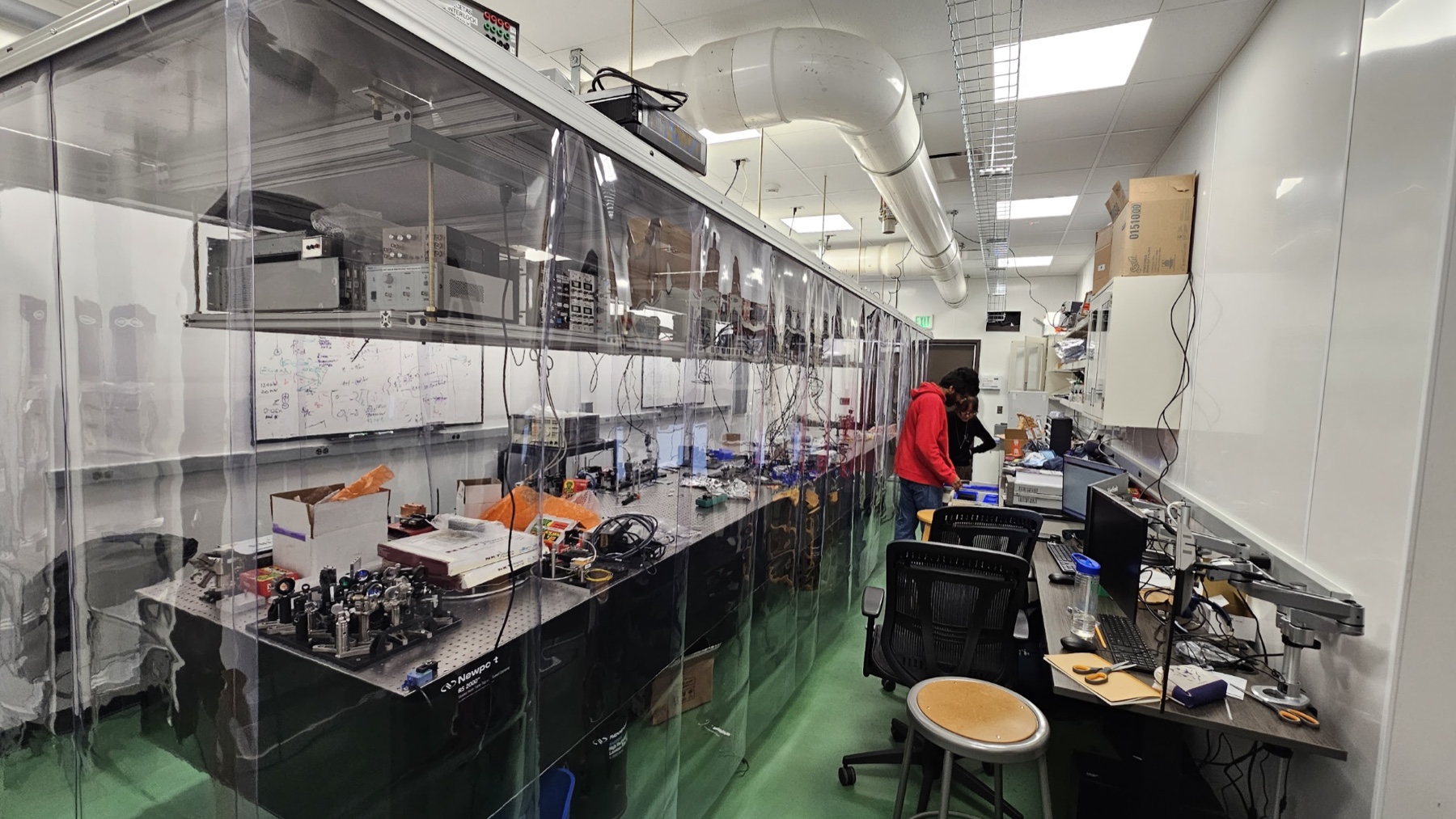 Lab setup progress in a temporary space during October 2024.