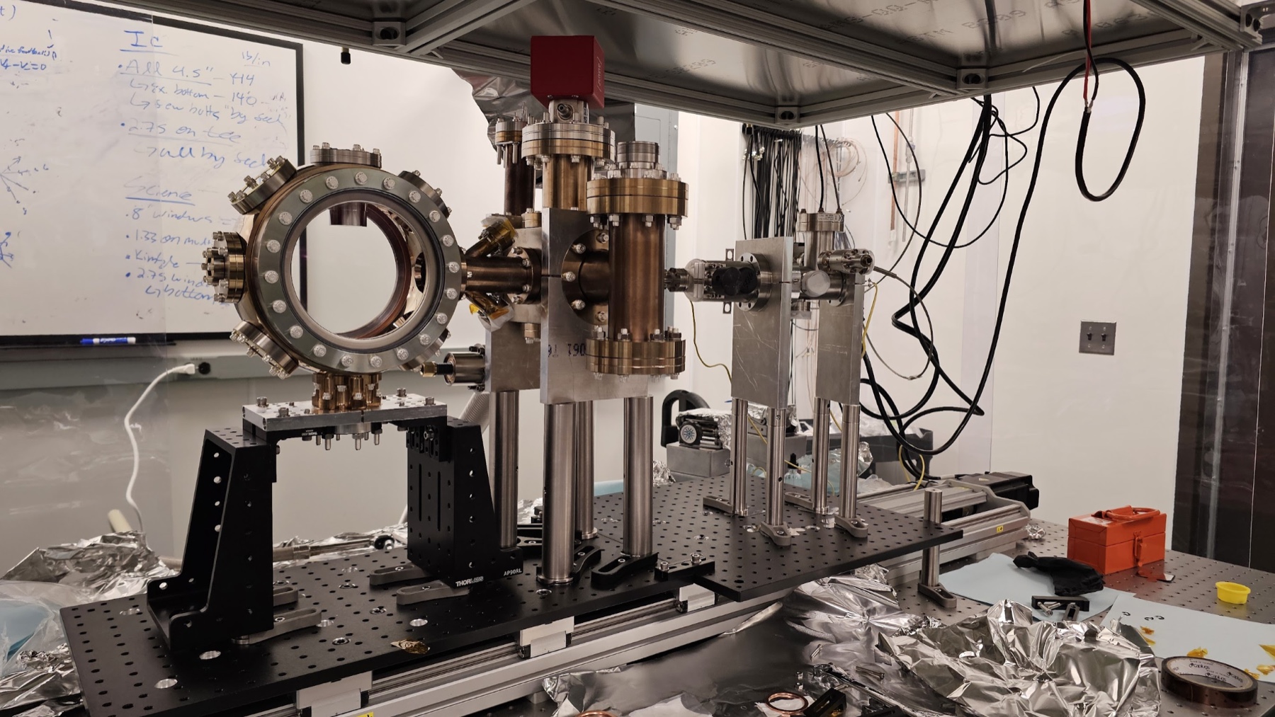 Vacuum chamber assembly under vacuum in April 2025.